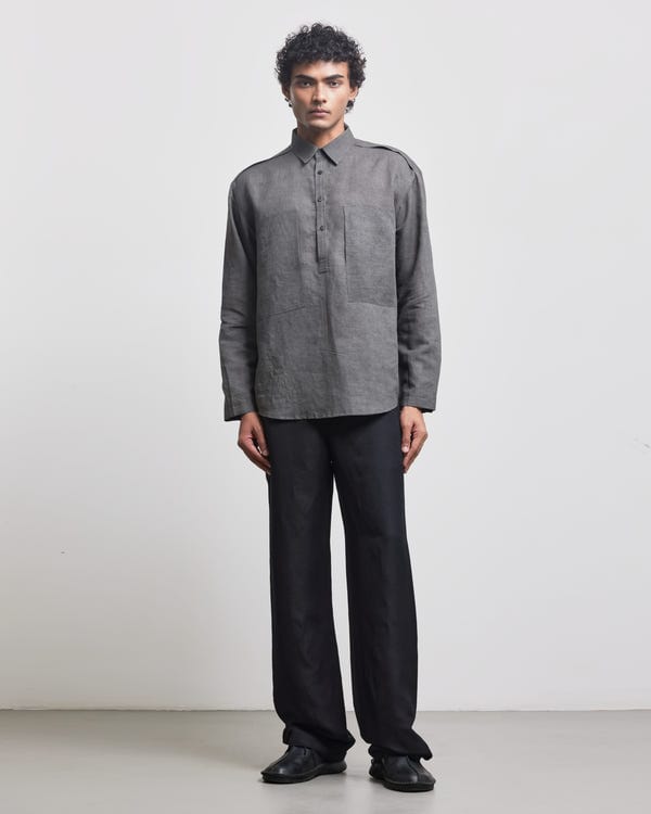 Countrymade India — STONE FADED HALF-PLACKET SHIRT