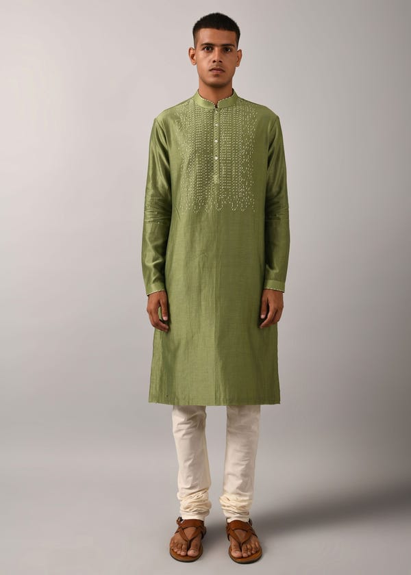 Countrymade India — Morse Code Yoke Kurta Set