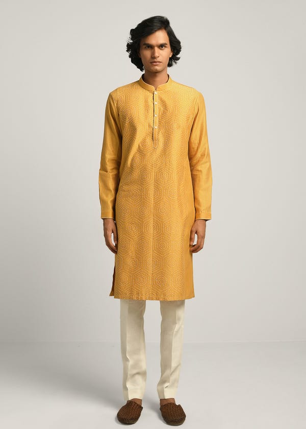 Countrymade India — Hexa Dots hand Emb kurta Set