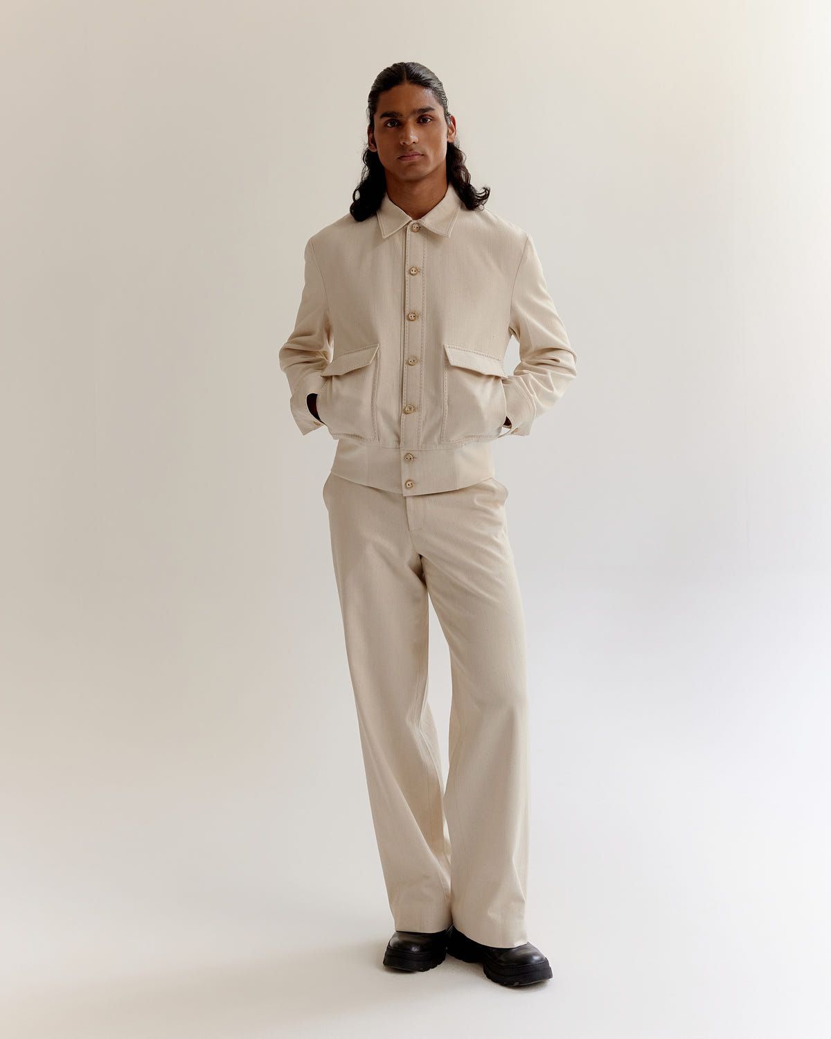 Artisan Denim Ribbed Bomber - image 2