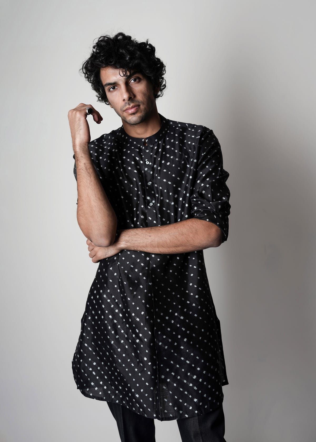 Printed Silk Short Kurta - image 1