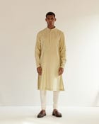 Camo-Block Print Kurta Set With Embroidered Yoke view 2