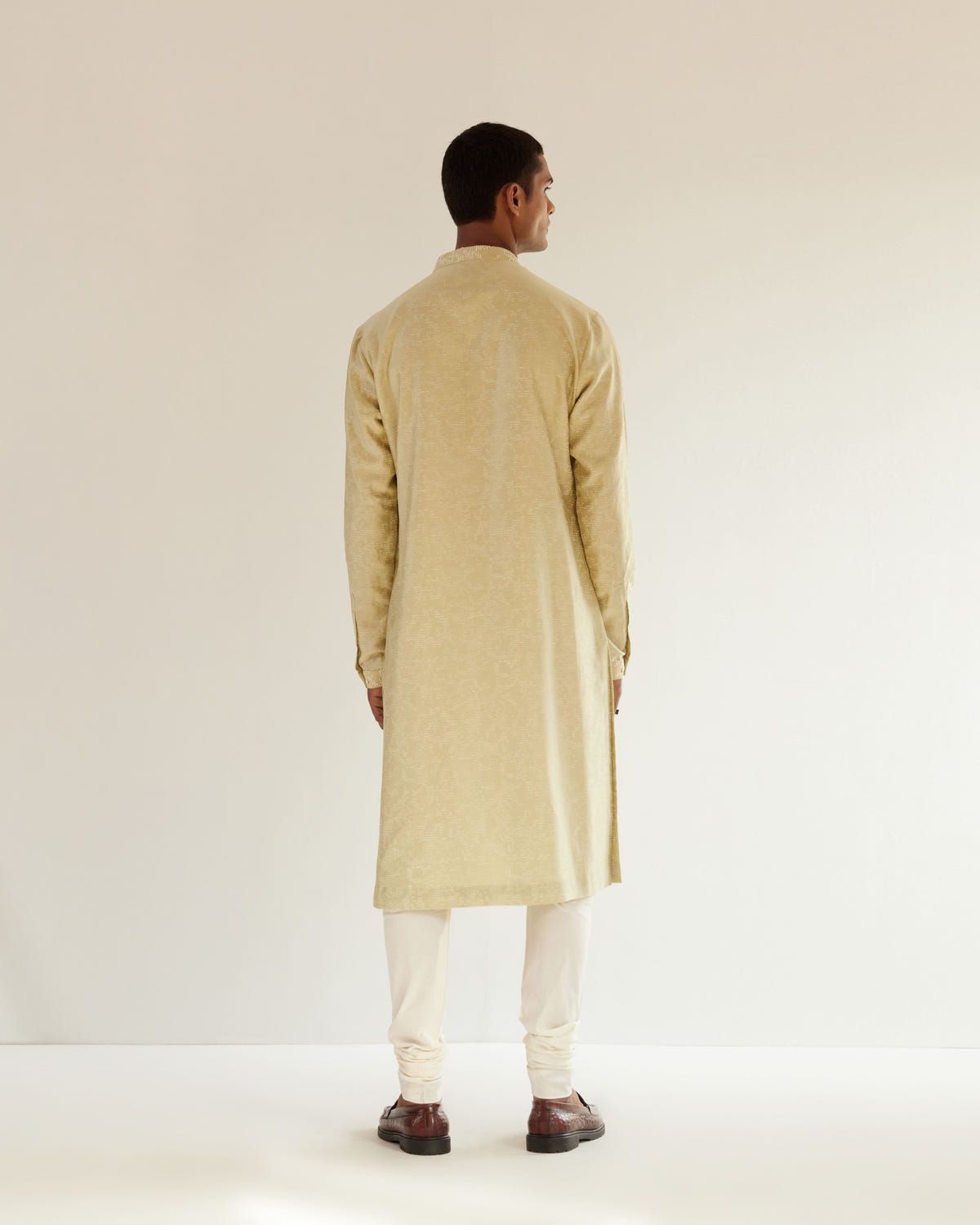 Camo-Block Print Kurta Set With Embroidered Yoke - image 3