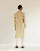 Camo-Block Print Kurta Set With Embroidered Yoke view 3