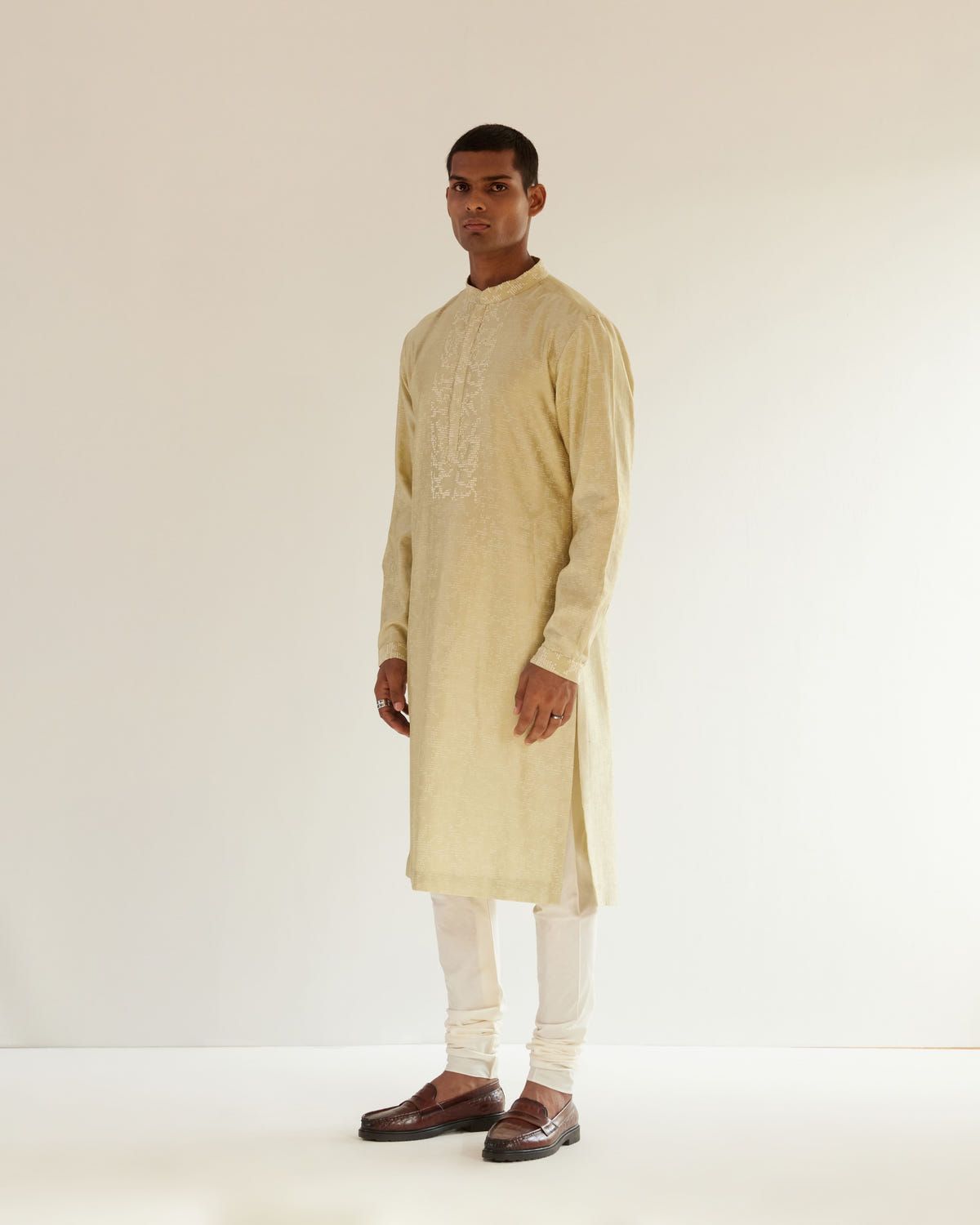 Camo-Block Print Kurta Set With Embroidered Yoke - image 4
