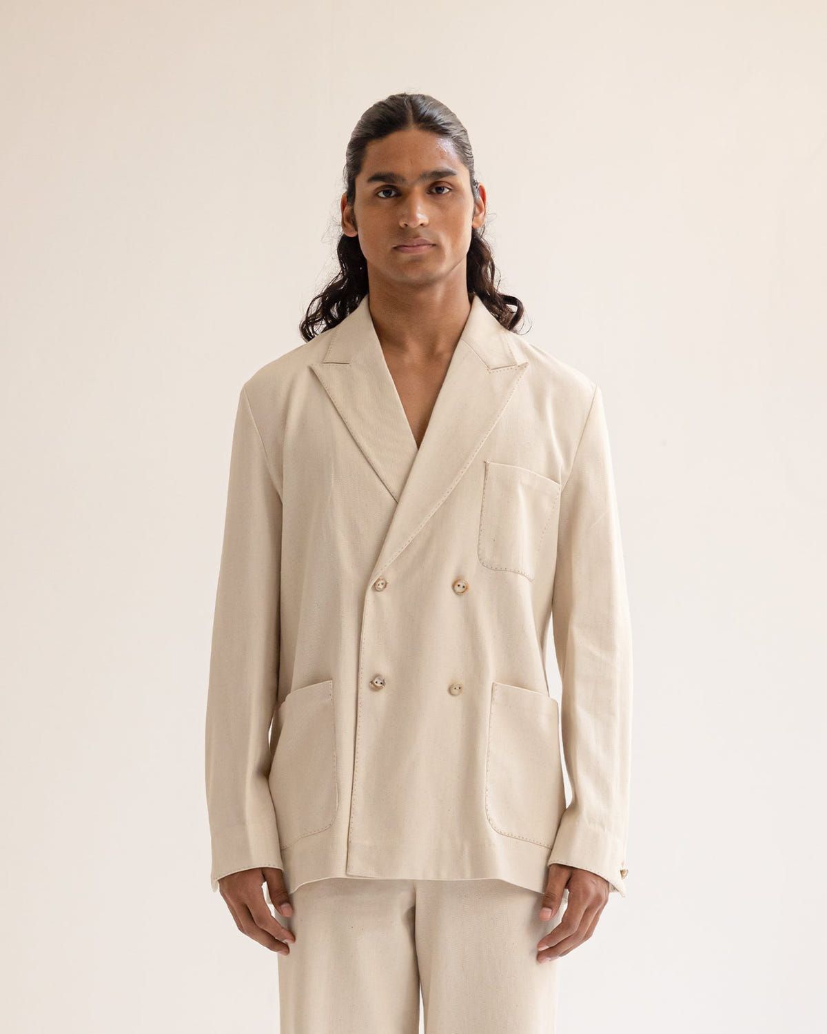 Artisan denim Double breasted Blazer - image 1