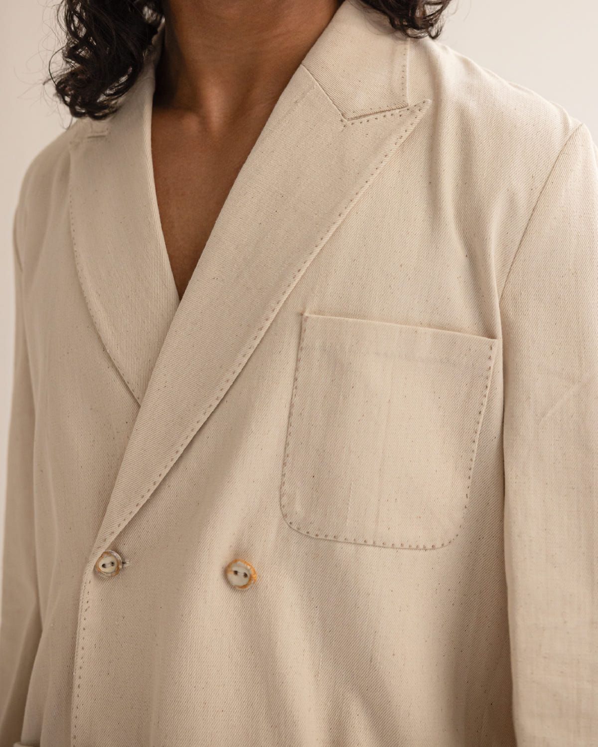 Artisan denim Double breasted Blazer - image 3