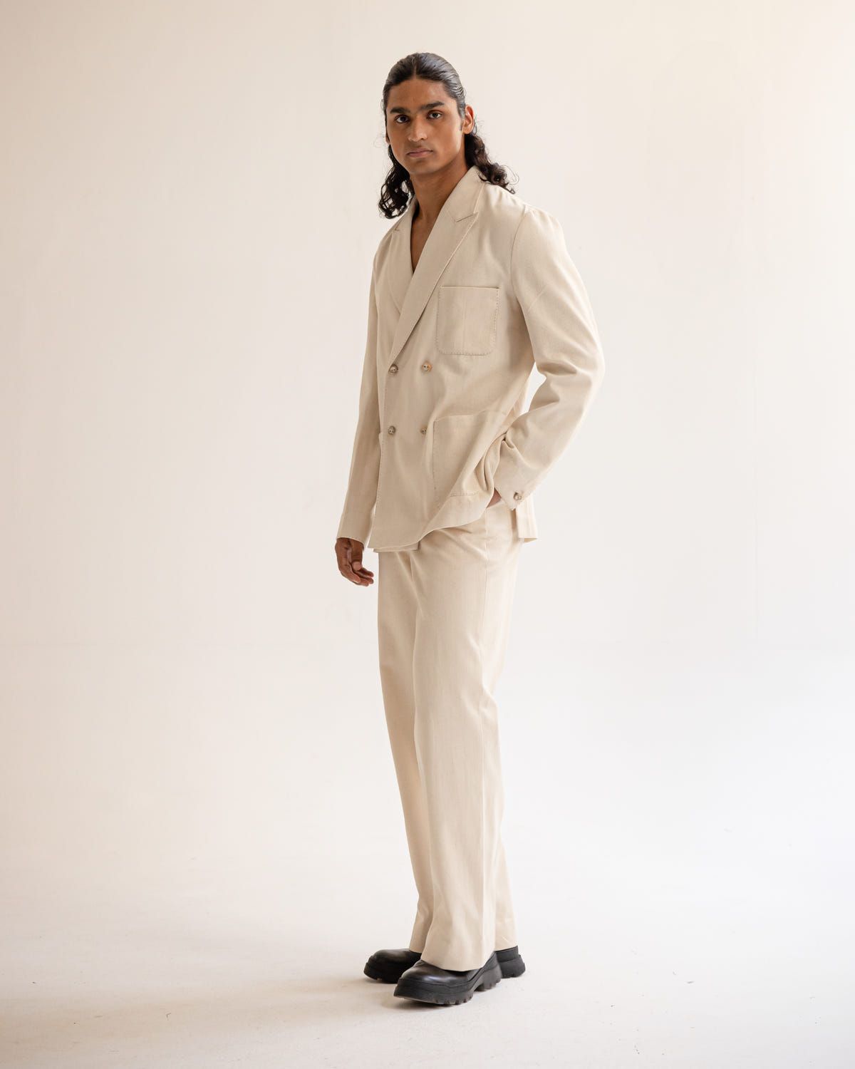 Artisan denim Double breasted Blazer - image 4