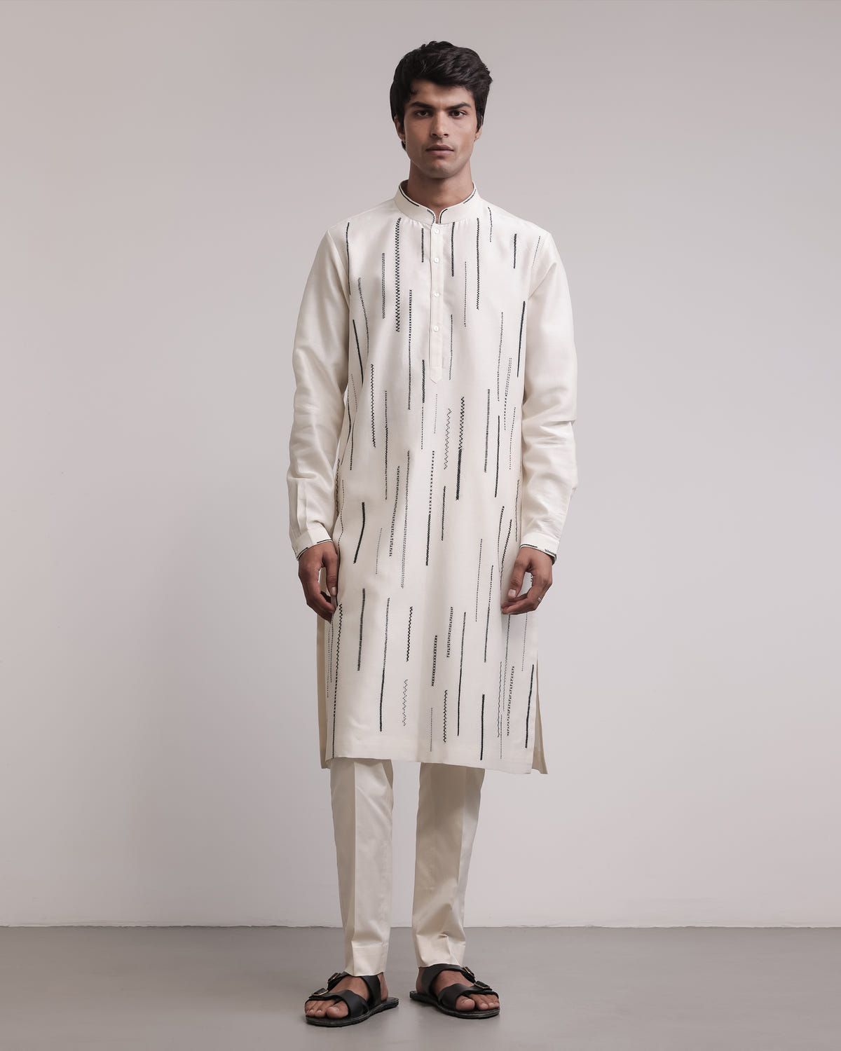 Residual Stitches Linear Kurta Set - image 1