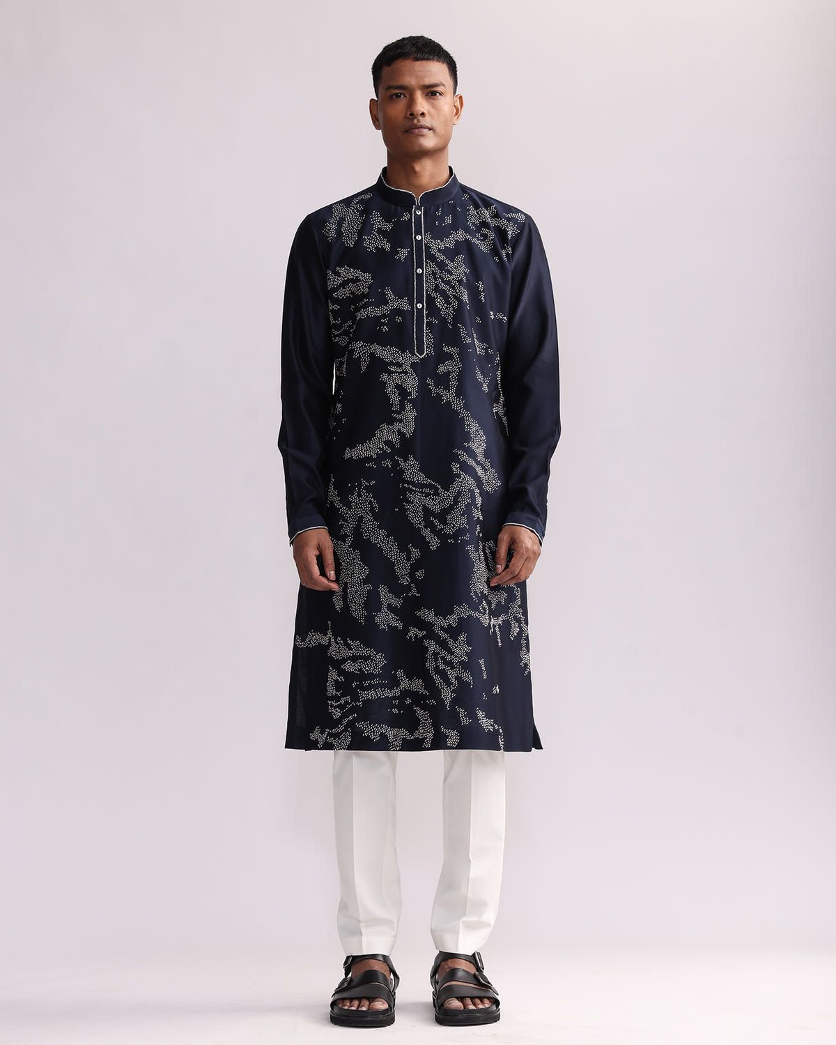 Shadow Camo Hand Embroidered Kurta Set - image 1