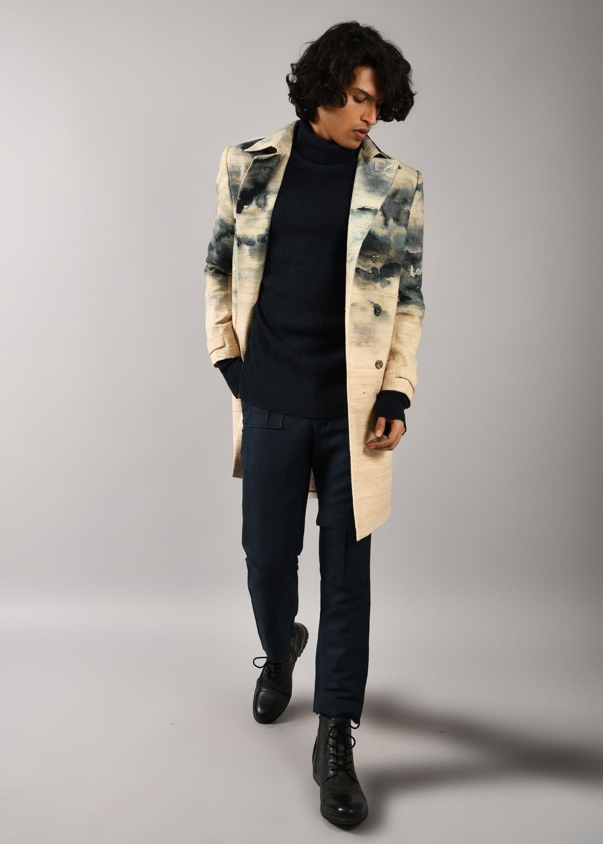 Camo-Clouds Trench Coat - image 5