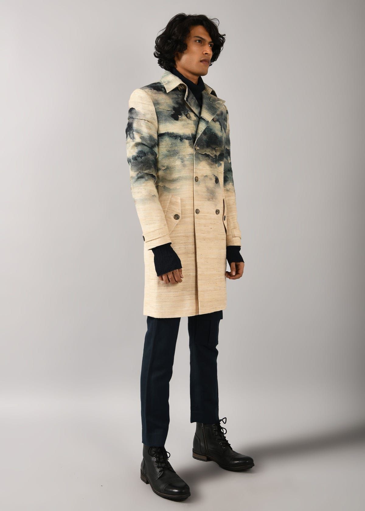 Camo-Clouds Trench Coat - image 6