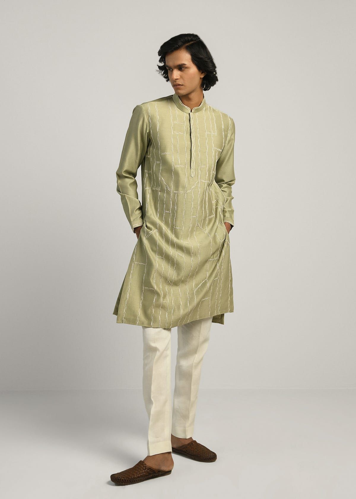 Rustic Lines Hand Embroidered Kurta Set - image 1