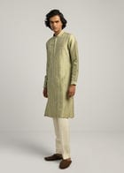 Rustic Lines Hand Embroidered Kurta Set view 3