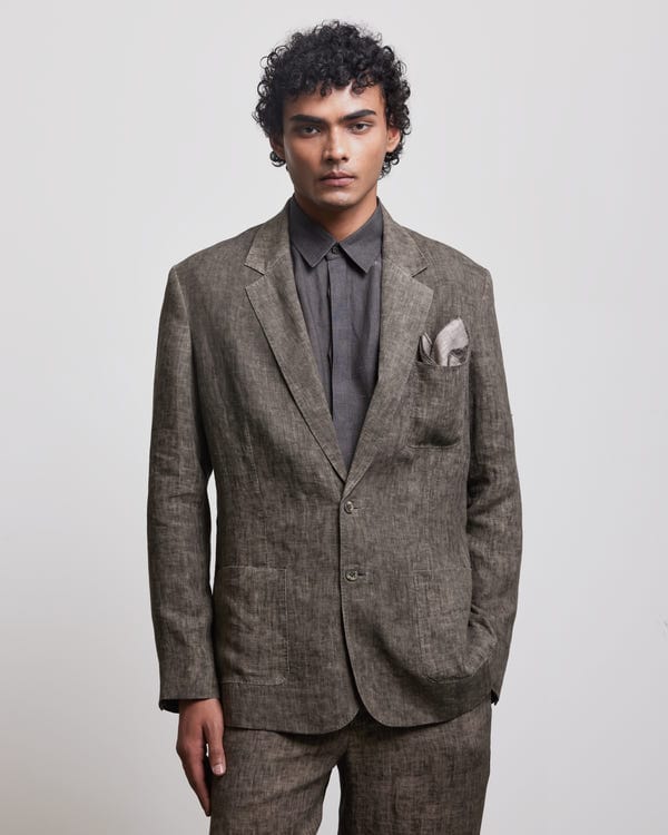 Countrymade India — STONE BROWN SINGLE BREASTED BLAZER