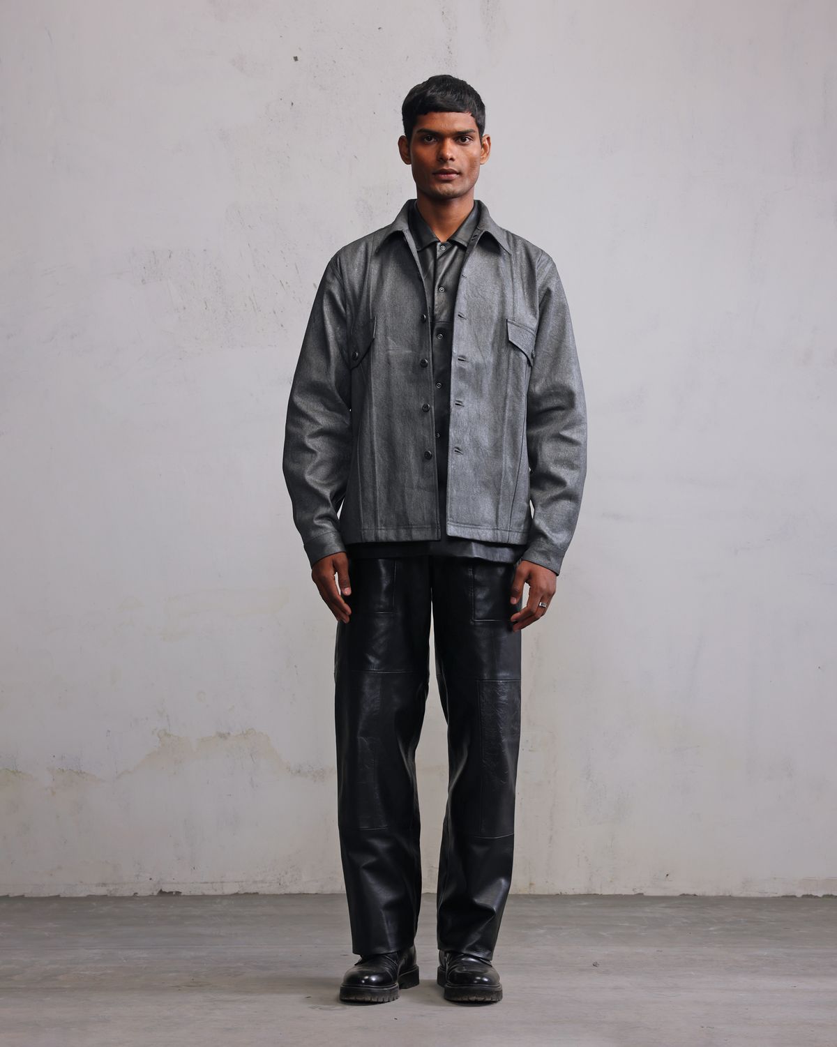 Silver coated denim jacket - image 1