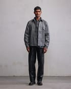 Silver coated denim jacket view 1
