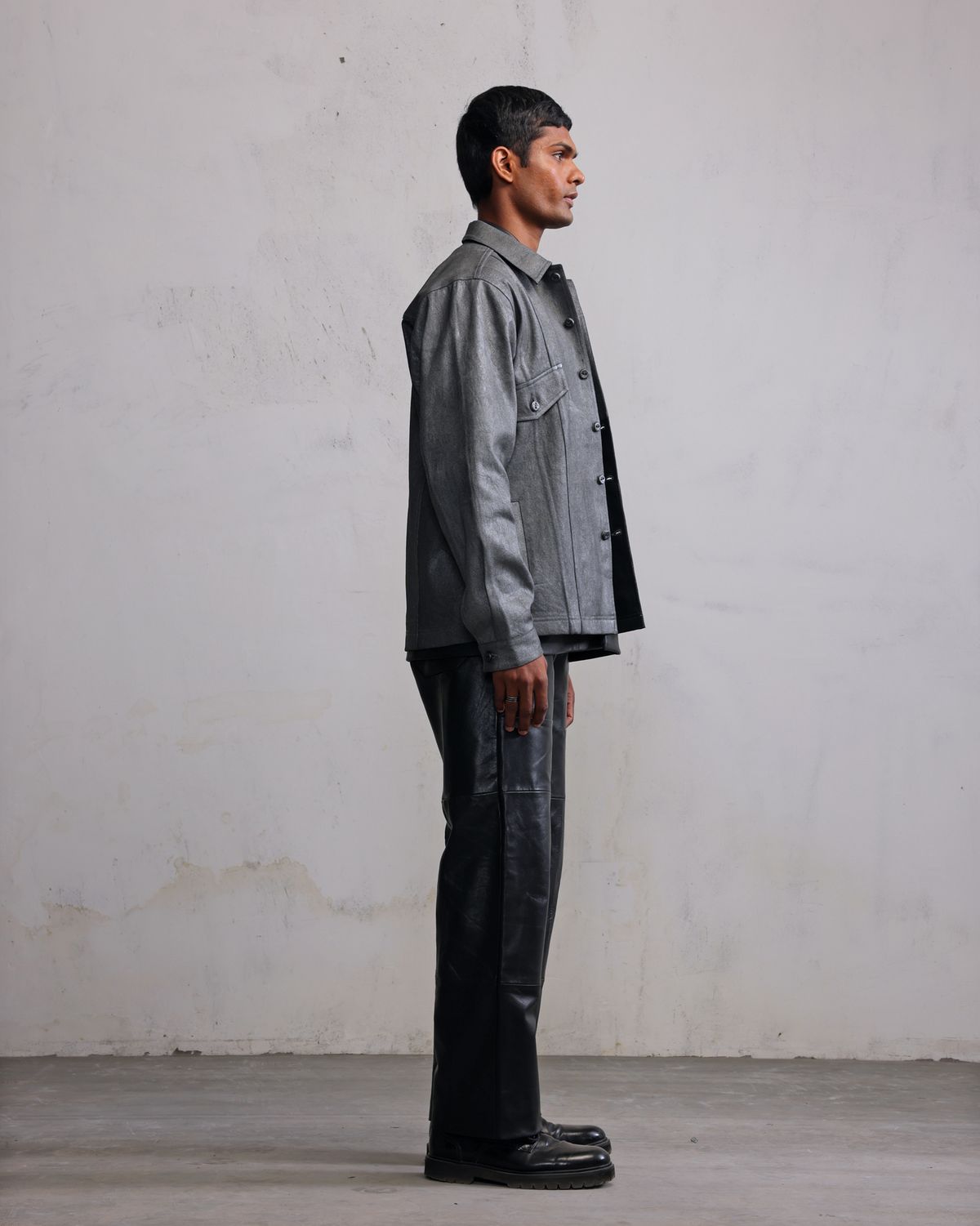 Silver coated denim jacket - image 4