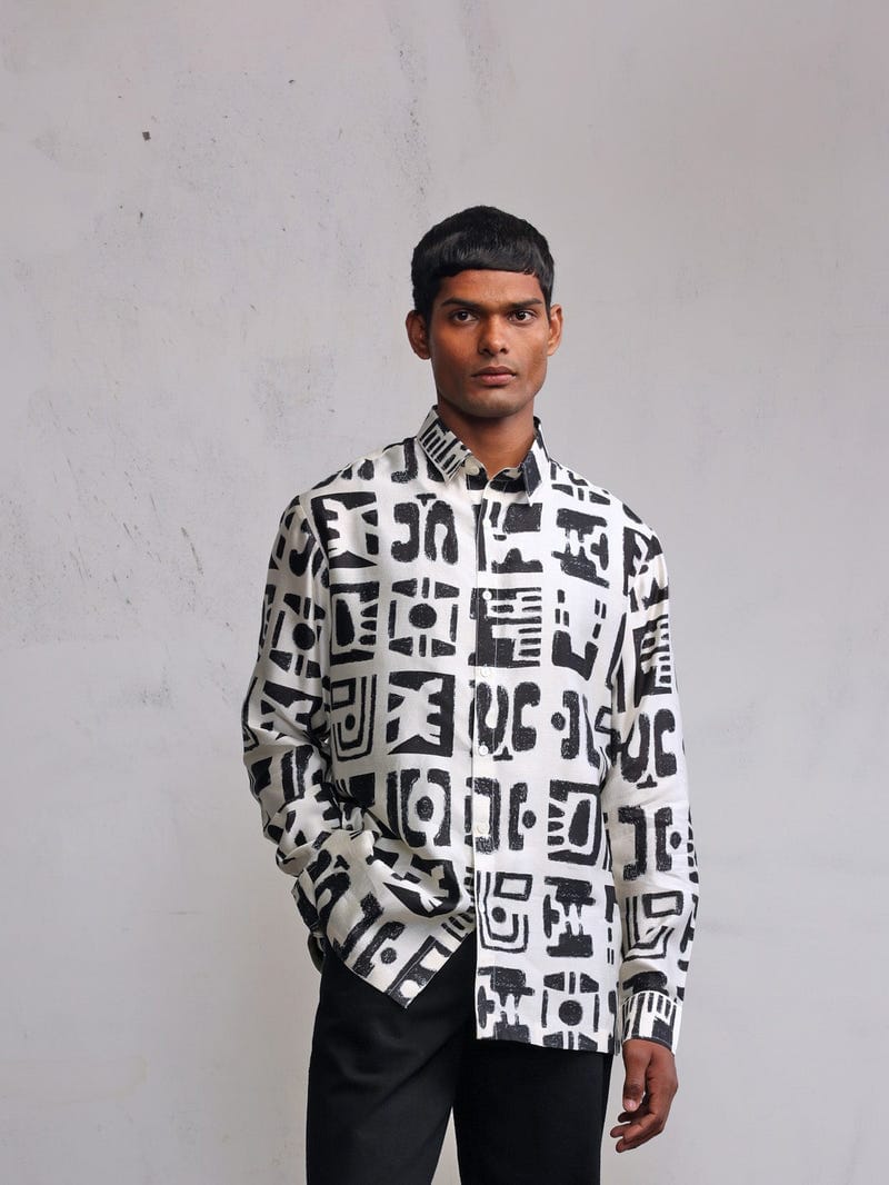 Fossil printed silk shirt