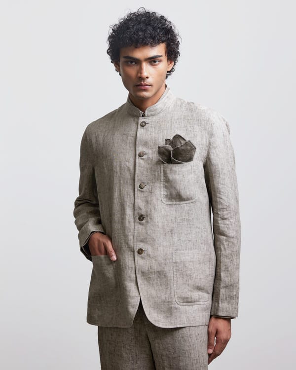 Countrymade India — STONE GRAY BANDHGALA JACKET