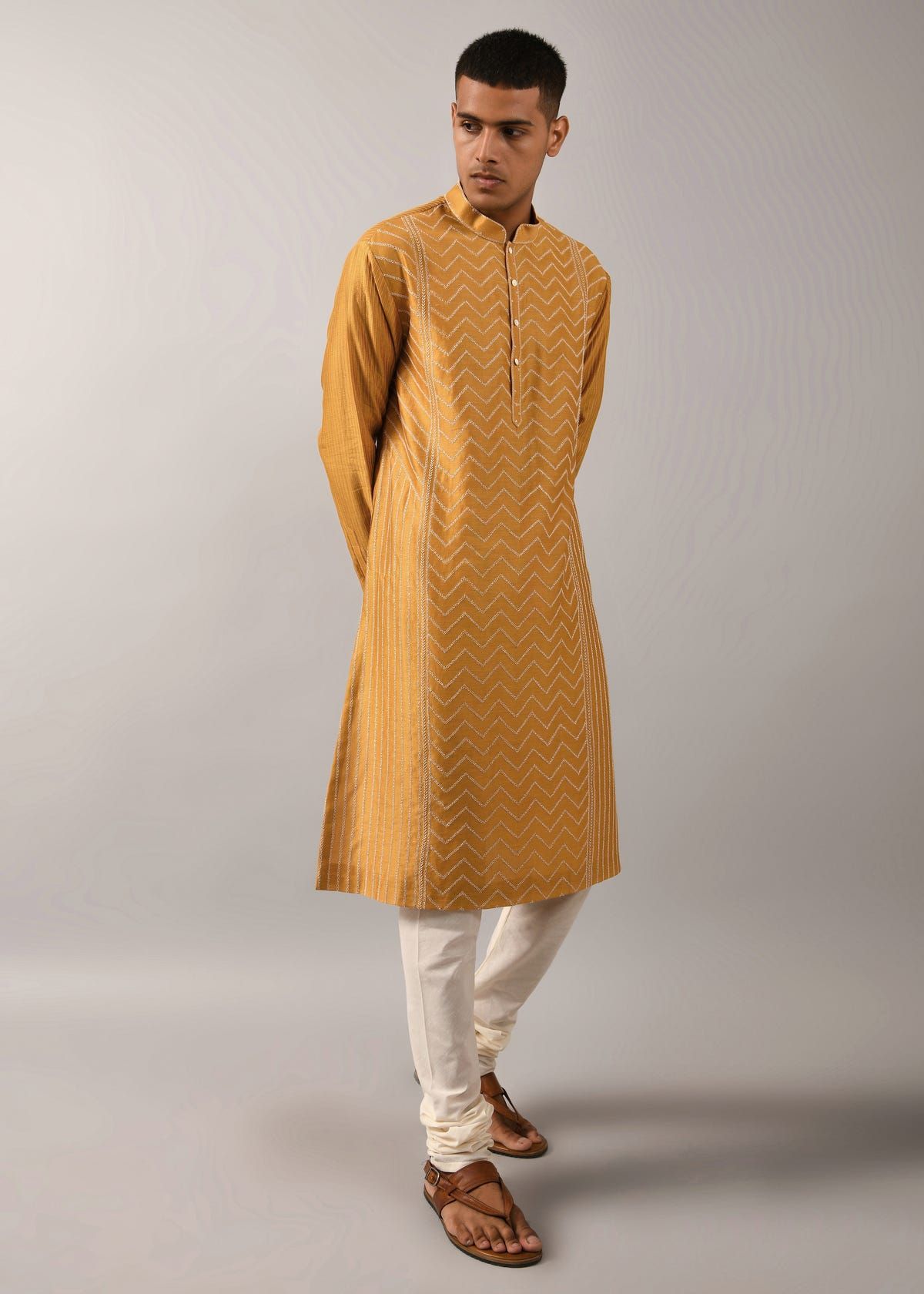 Chevron Hand Embroidered Kurta Set - image 1