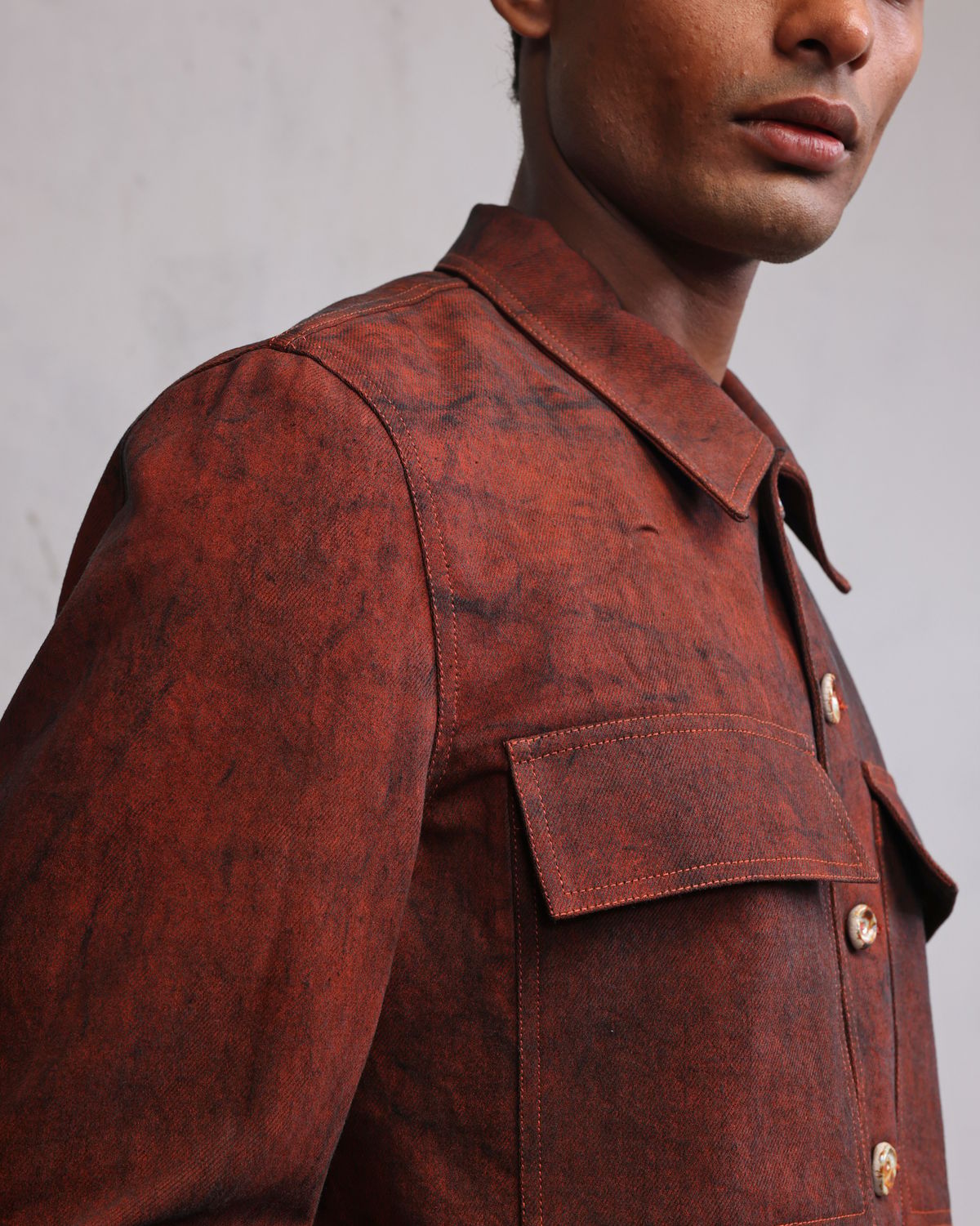 Rust coated denim jacket - image 4