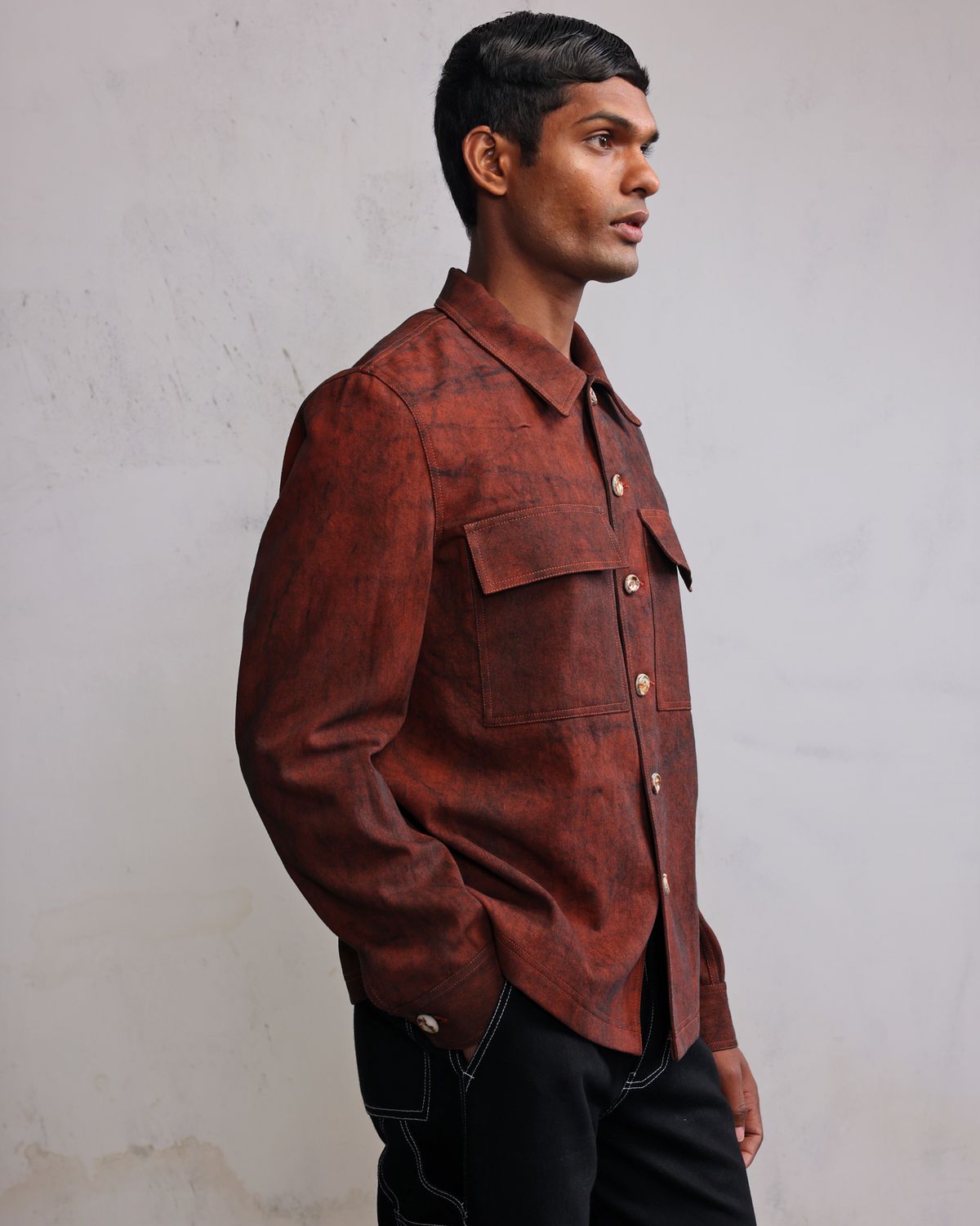 Rust coated denim jacket - image 5