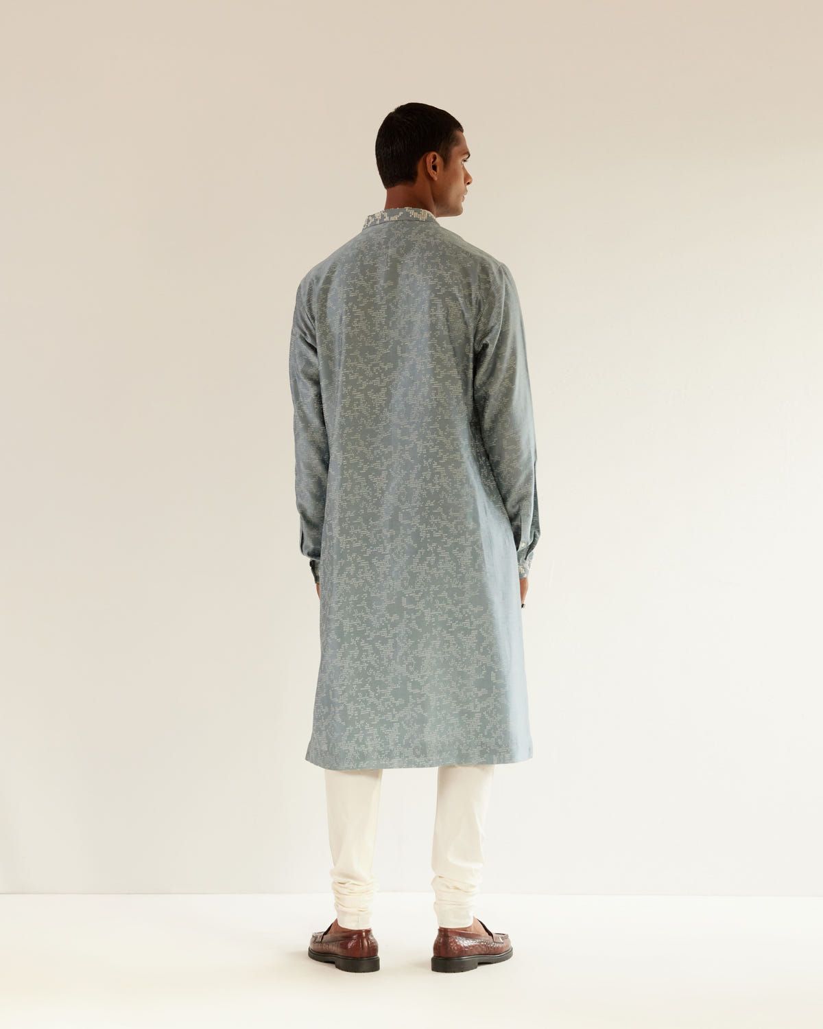 Camo-Block Print Kurta Set With Embroidered Yoke - image 4