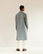 Camo-Block Print Kurta Set With Embroidered Yoke view 4