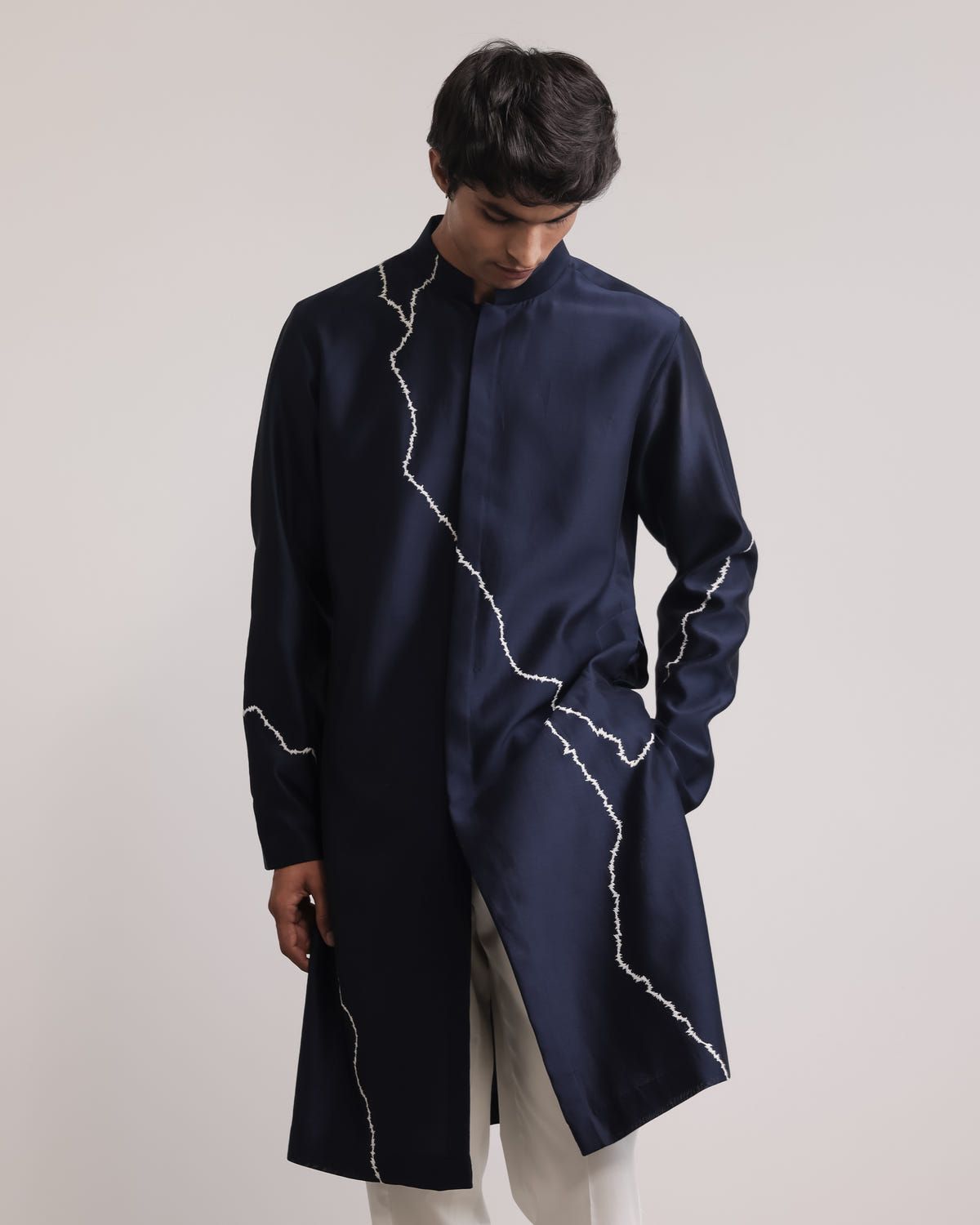 Fractured Lines Front-Open Kurta Set - image 3