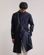 Fractured Lines Front-Open Kurta Set view 3