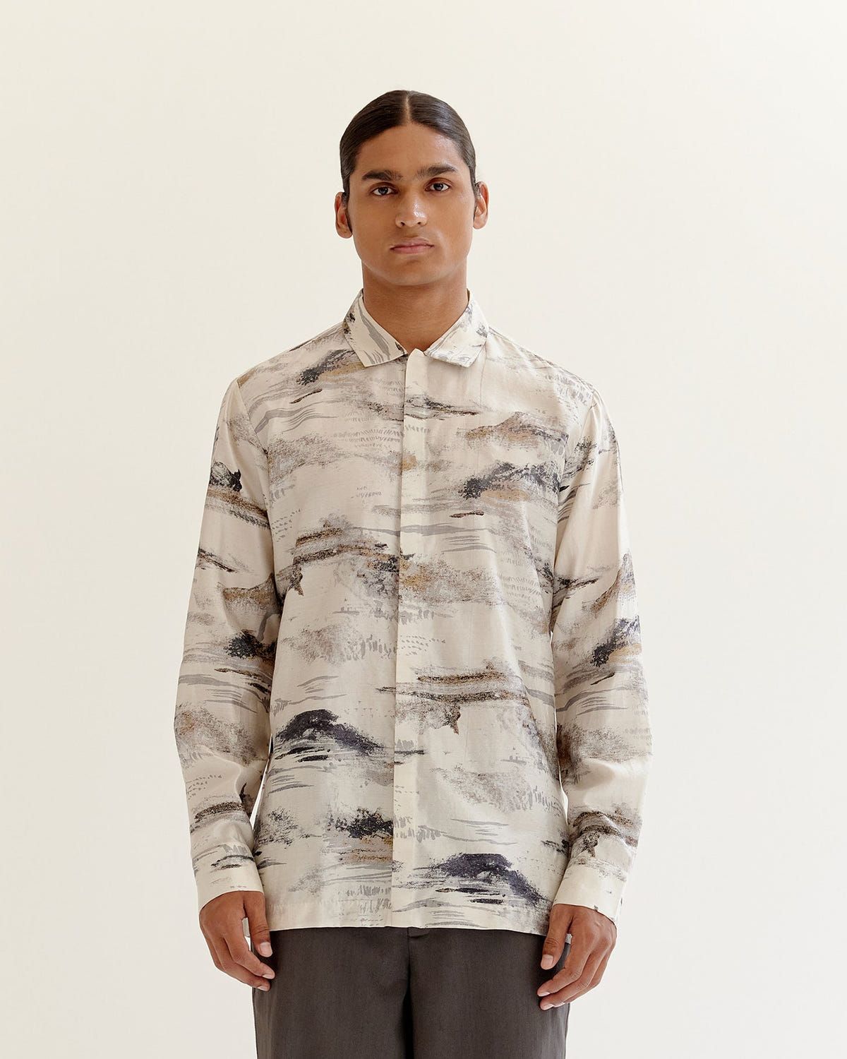 Arid Brushstroke Silk Shirt - image 1