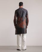 Rust-Concrete Print Silk Kurta view 2