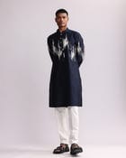 Ikat Shadow Hand Embroidered Kurta Set view 3