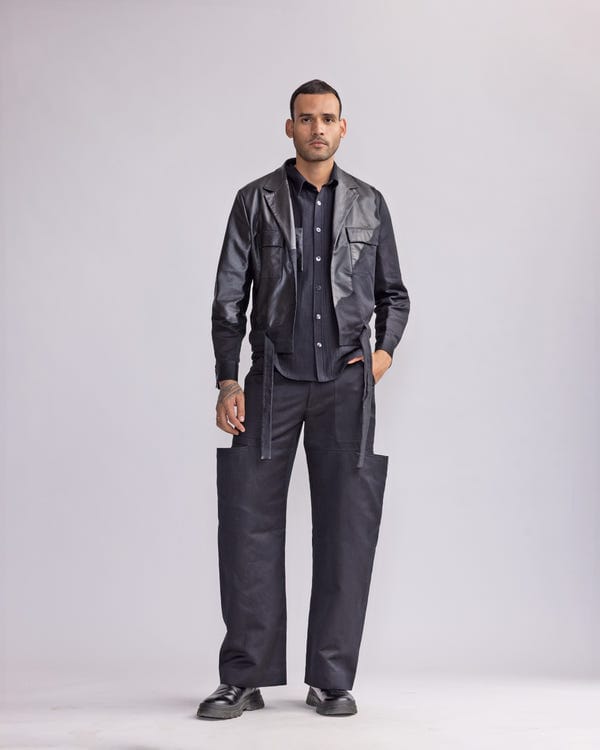 Countrymade India — HARBOUR LEATHER PATCH SHORT JACKET