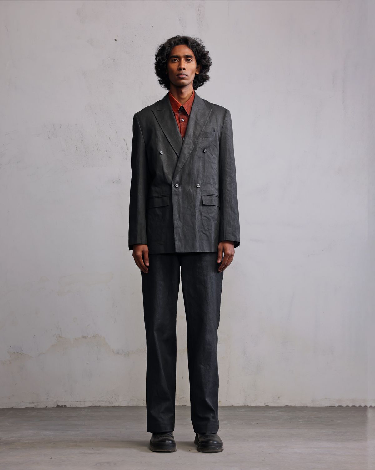 Metal coated double breasted blazer - image 1
