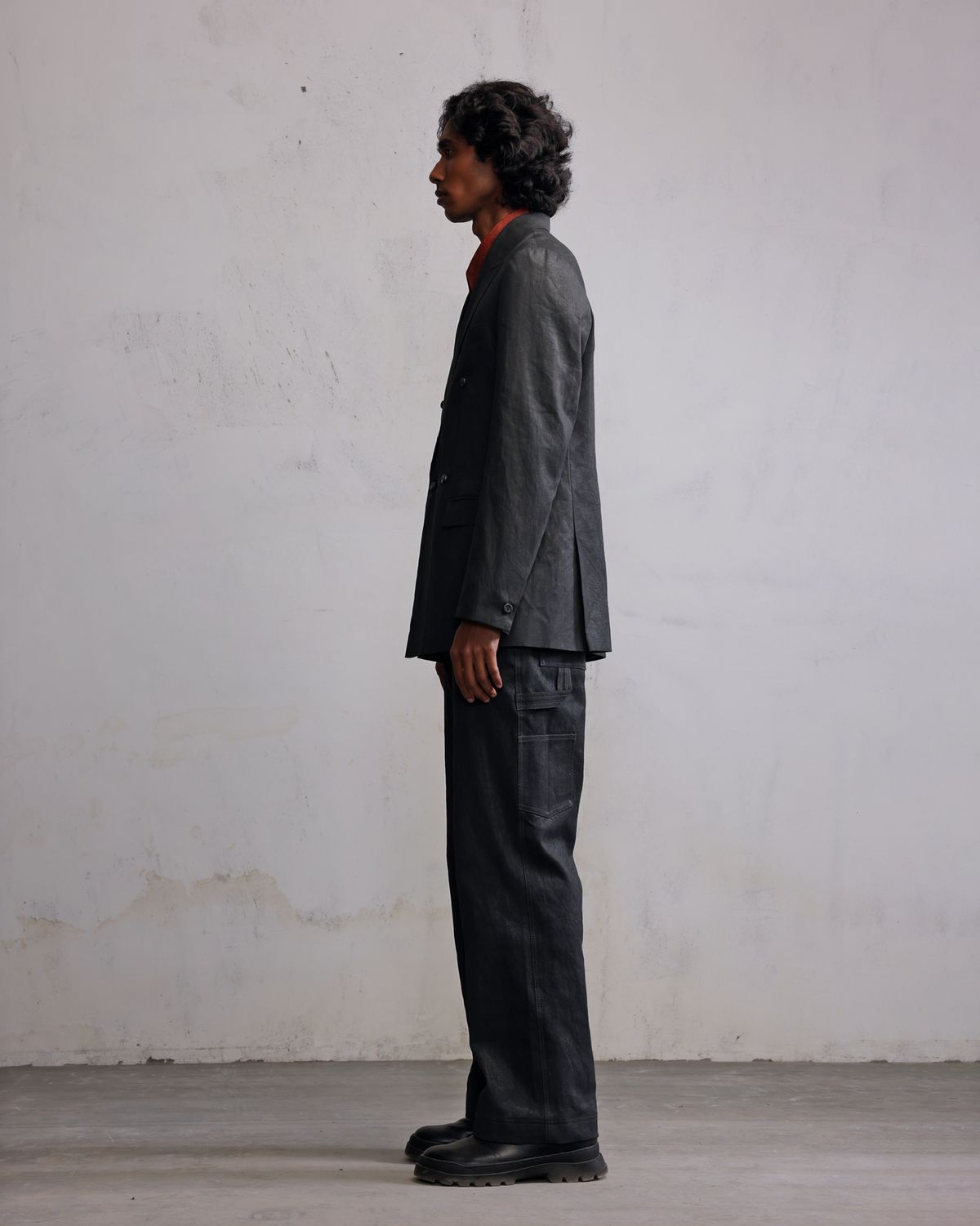 Metal coated double breasted blazer - image 4