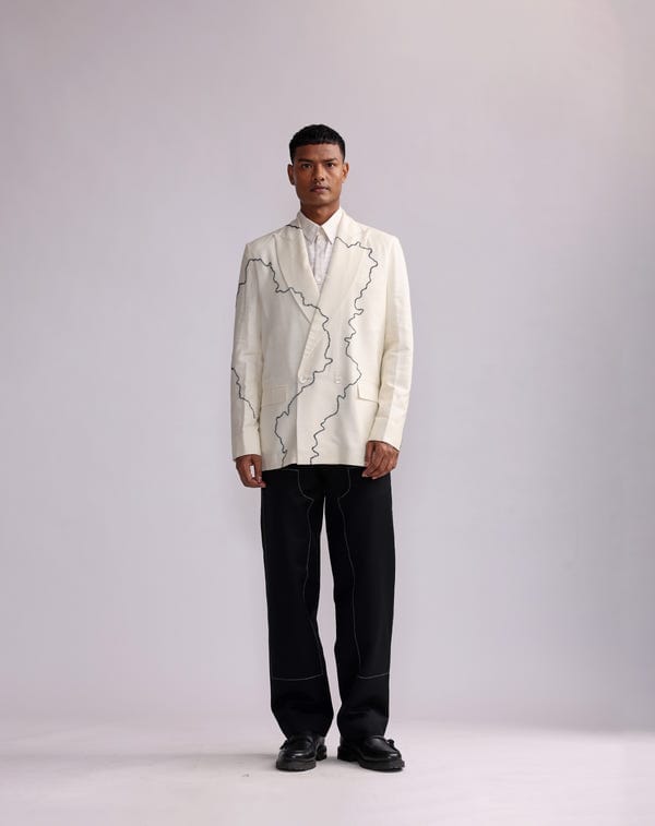 Countrymade India — HARBOUR CONTOUR LINES DOUBLE BREASTED BLAZER
