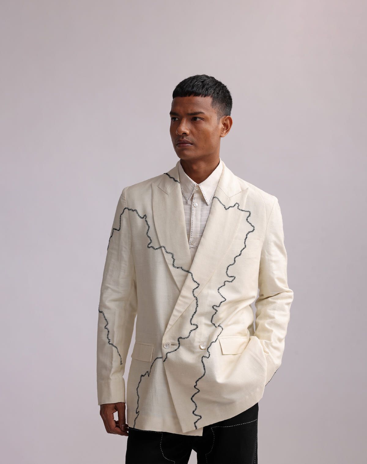 HARBOUR CONTOUR LINES DOUBLE BREASTED BLAZER - image 2