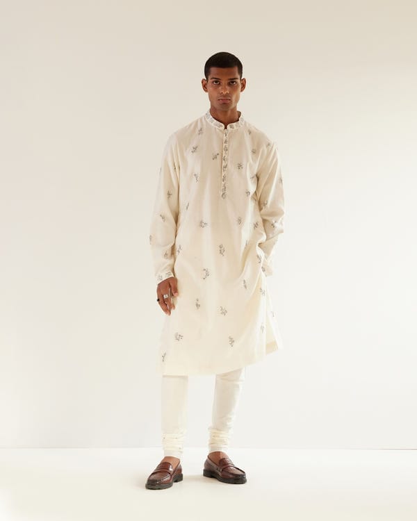 Countrymade India — Camo Motif Hand Embroidered Kurta Set