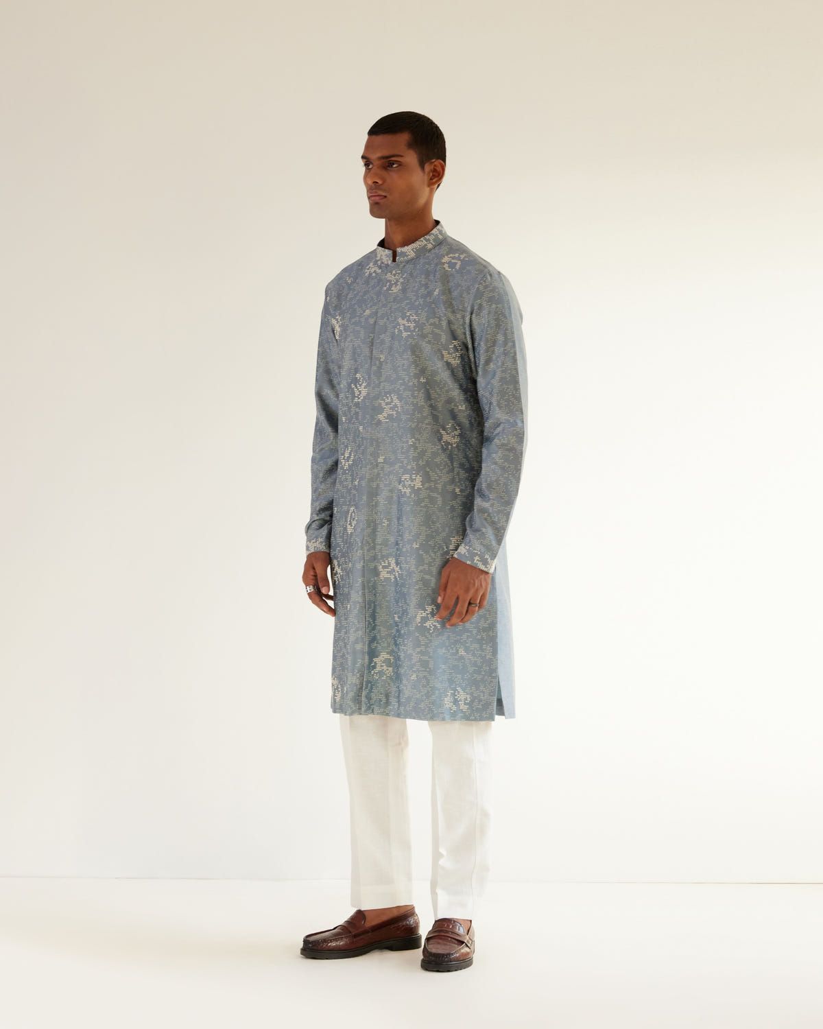Block Embroidered Front Open Kurta Set - image 2