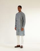 Block Embroidered Front Open Kurta Set view 2