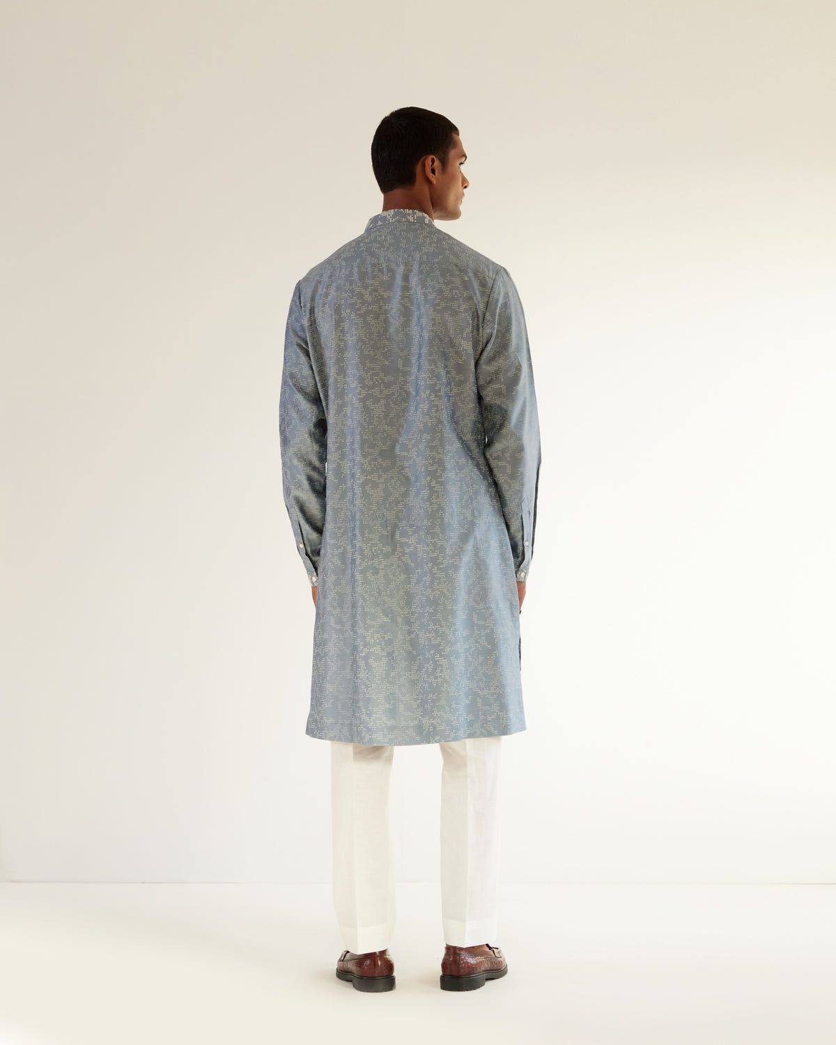 Block Embroidered Front Open Kurta Set - image 4