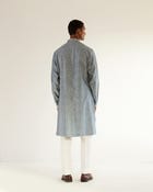 Block Embroidered Front Open Kurta Set view 4