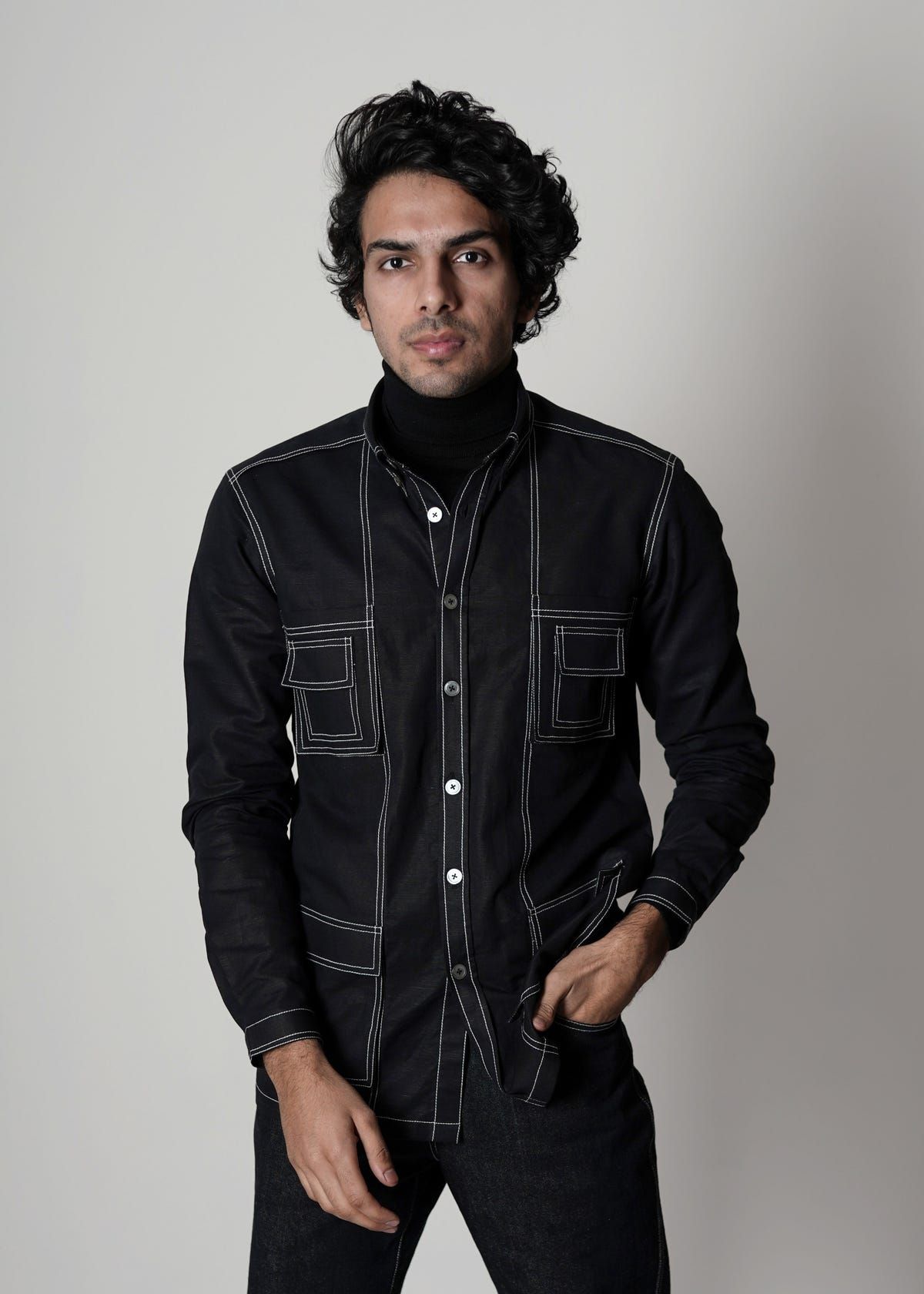 Stitch Detailing Overshirt - image 3