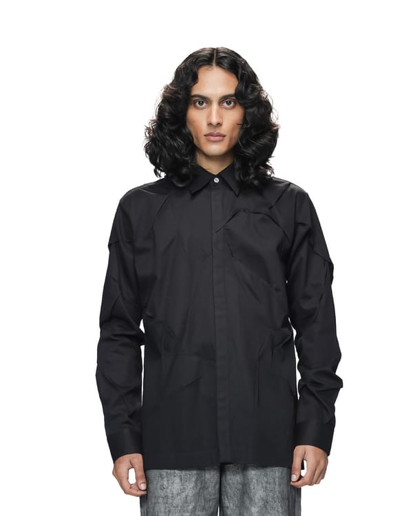 Countrymade India — Deformed Black Hand Tuck Shirt