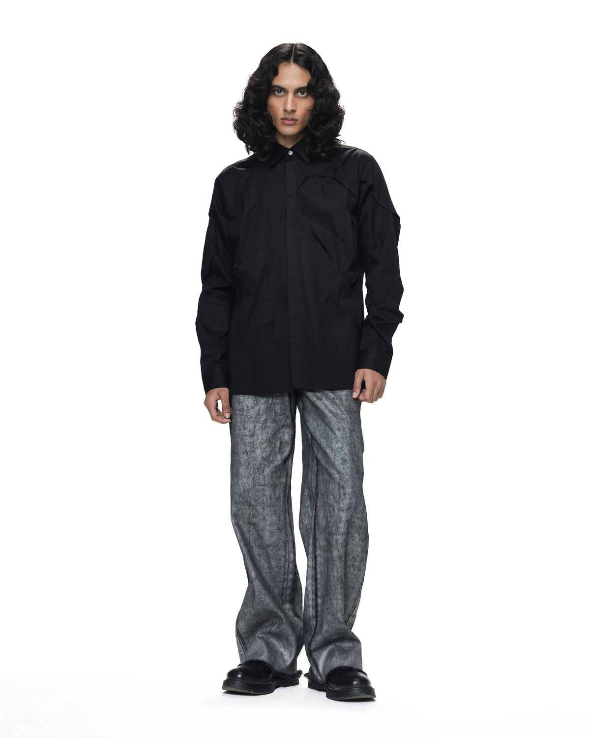 Deformed Black Hand Tuck Shirt - image 5
