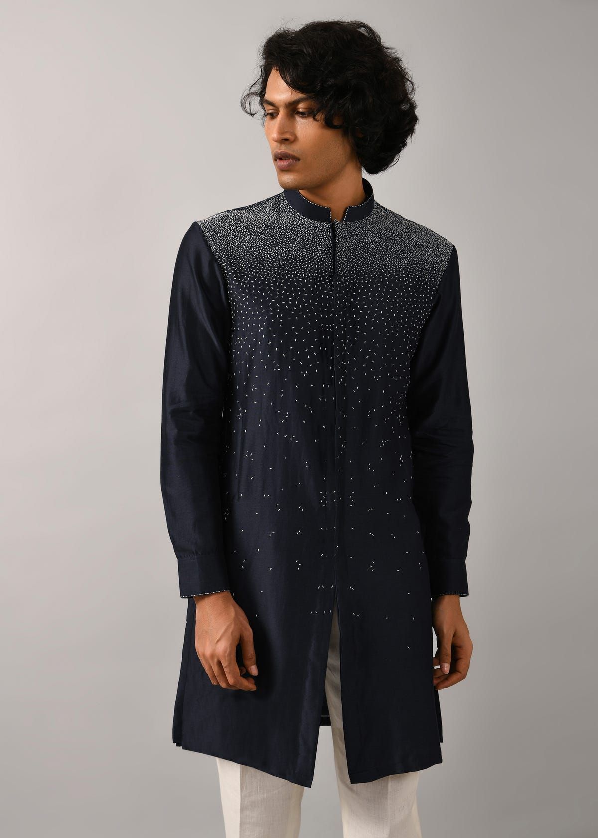 Night Sky Front Open Embroidered Kurta - image 1