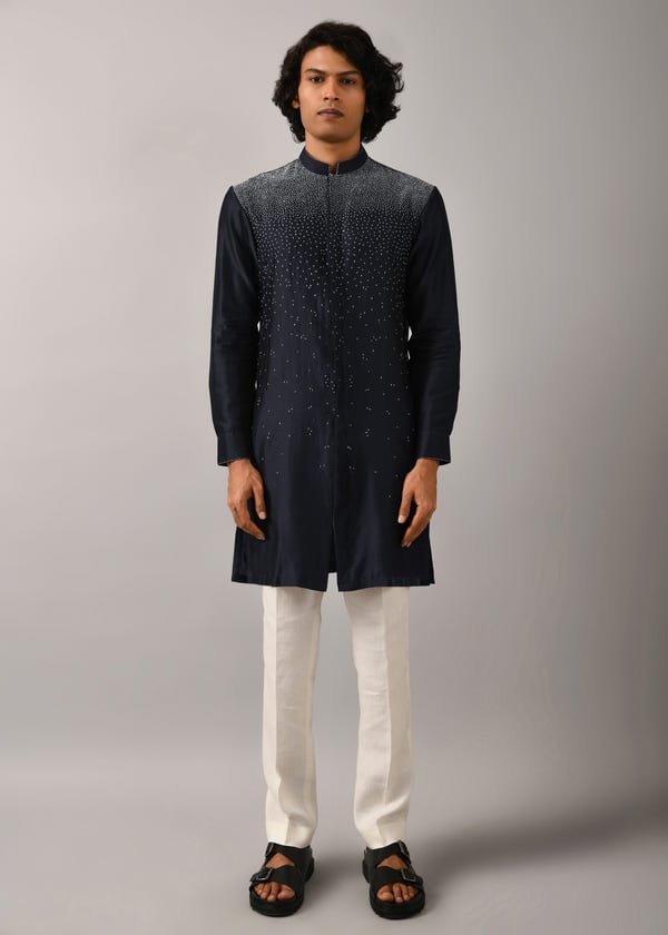 Countrymade India — Night Sky Front Open Embroidered Kurta