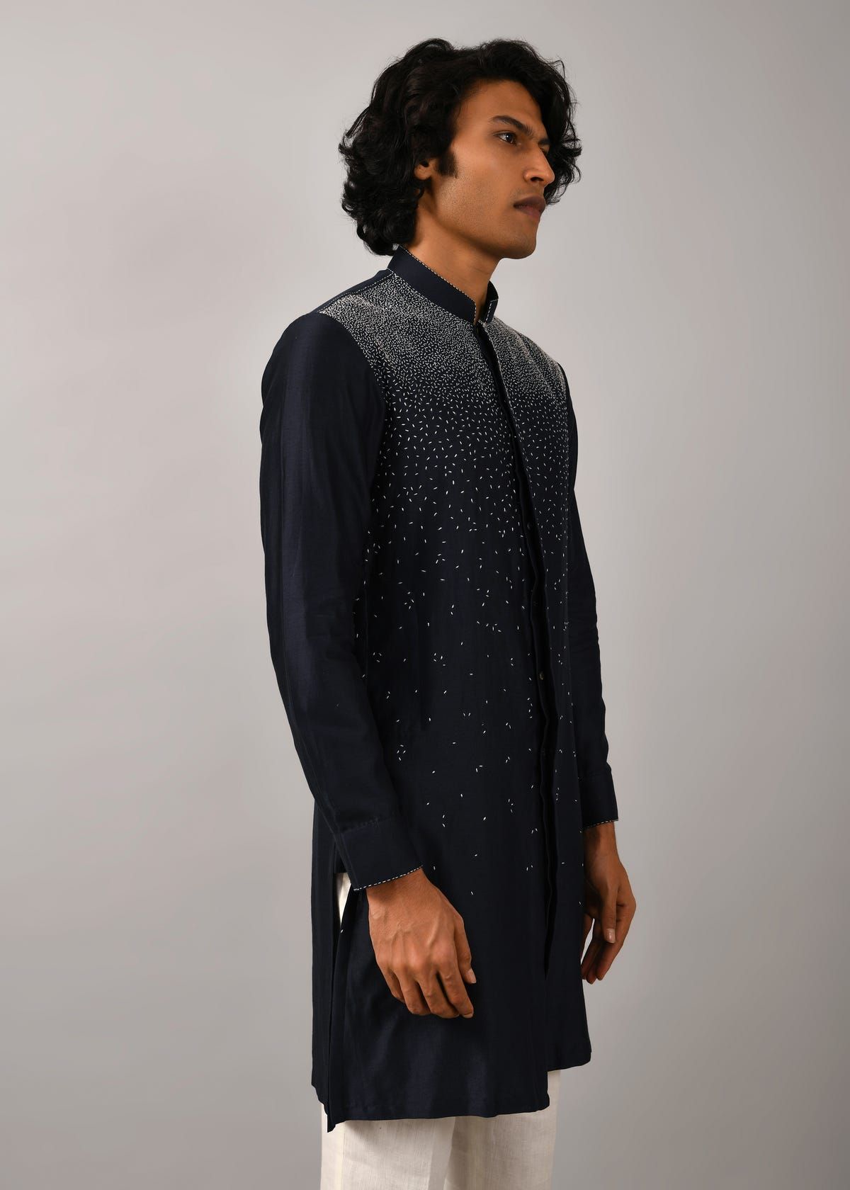 Night Sky Front Open Embroidered Kurta - image 3